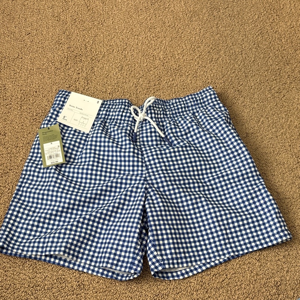 Goodfellow & Co Blue Checkered Swim Trunks